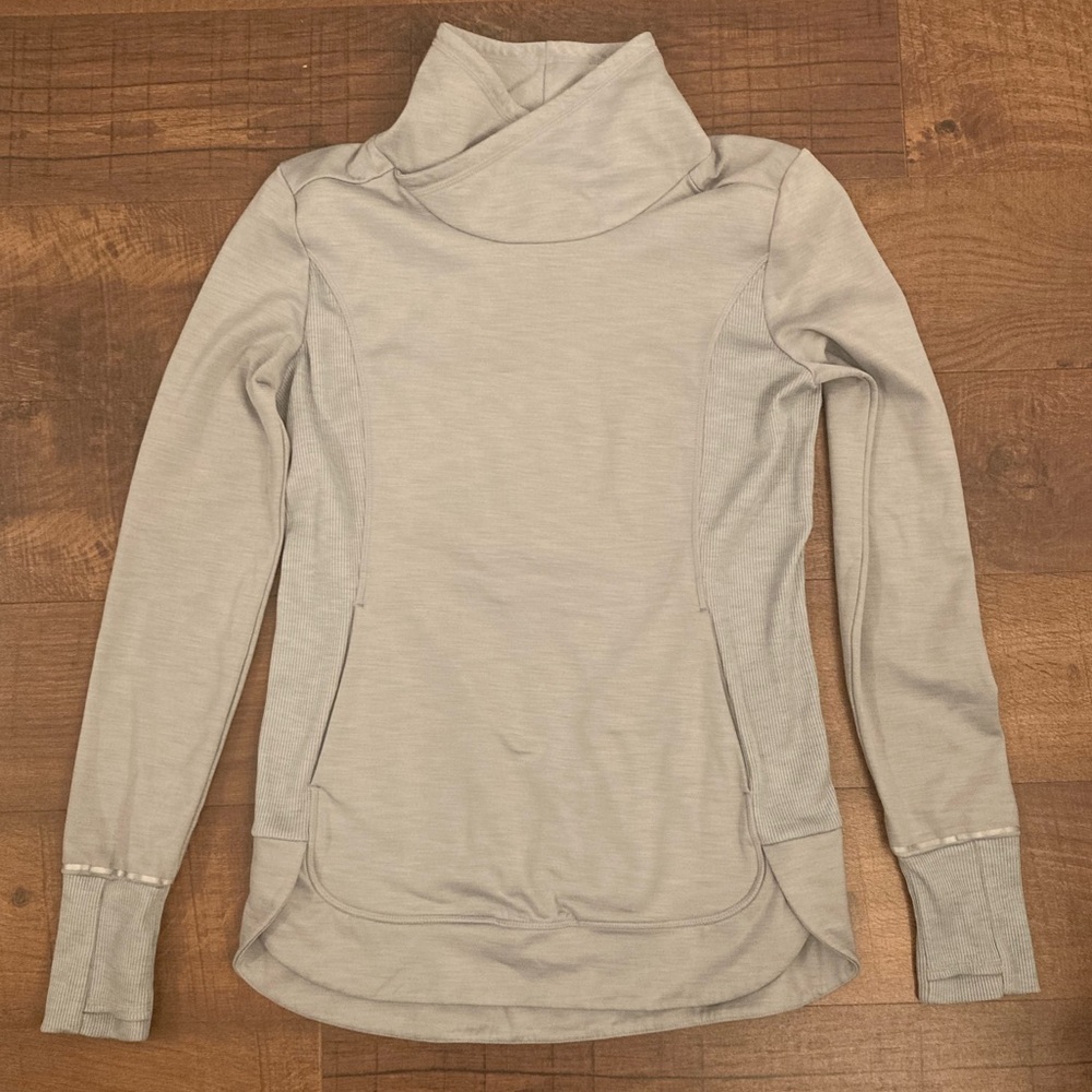 Athleta Heather Gray/Blue Cowl Neck Athleisure Workout Top Sporty Women’s XXS
